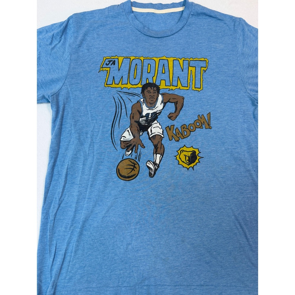 Ja Morant Memphis Grizzlies Kaboom Graphic T-Shirt Light Blue Mens Medium
